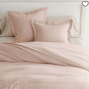 Pottery Barn Belgian Flax Linen Duvet Cover Queen Soft Rose